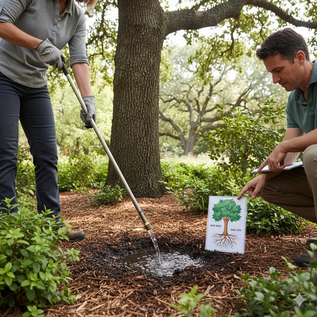 Deep root watering technique demonstration